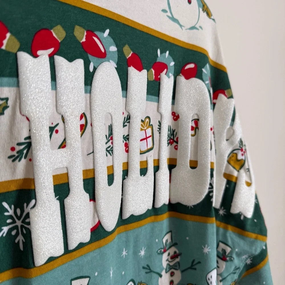 NWOT Disney Spirit Jersey Happy Holidays Long Sleeve Festive Shirt Medium - Picture 8 of 10